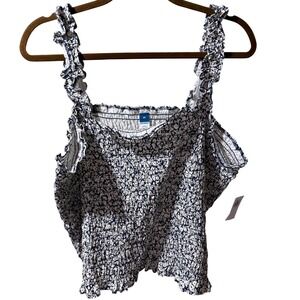 Old Navy New Women's 3X Smocked Floral Square Neck Ruffle Strap Stretch Tank Top